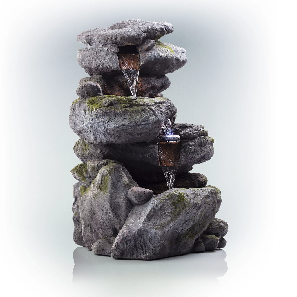 Alpine Corporation 22" Outdoor 3-Tier Rock Tabletop Fountain K42406