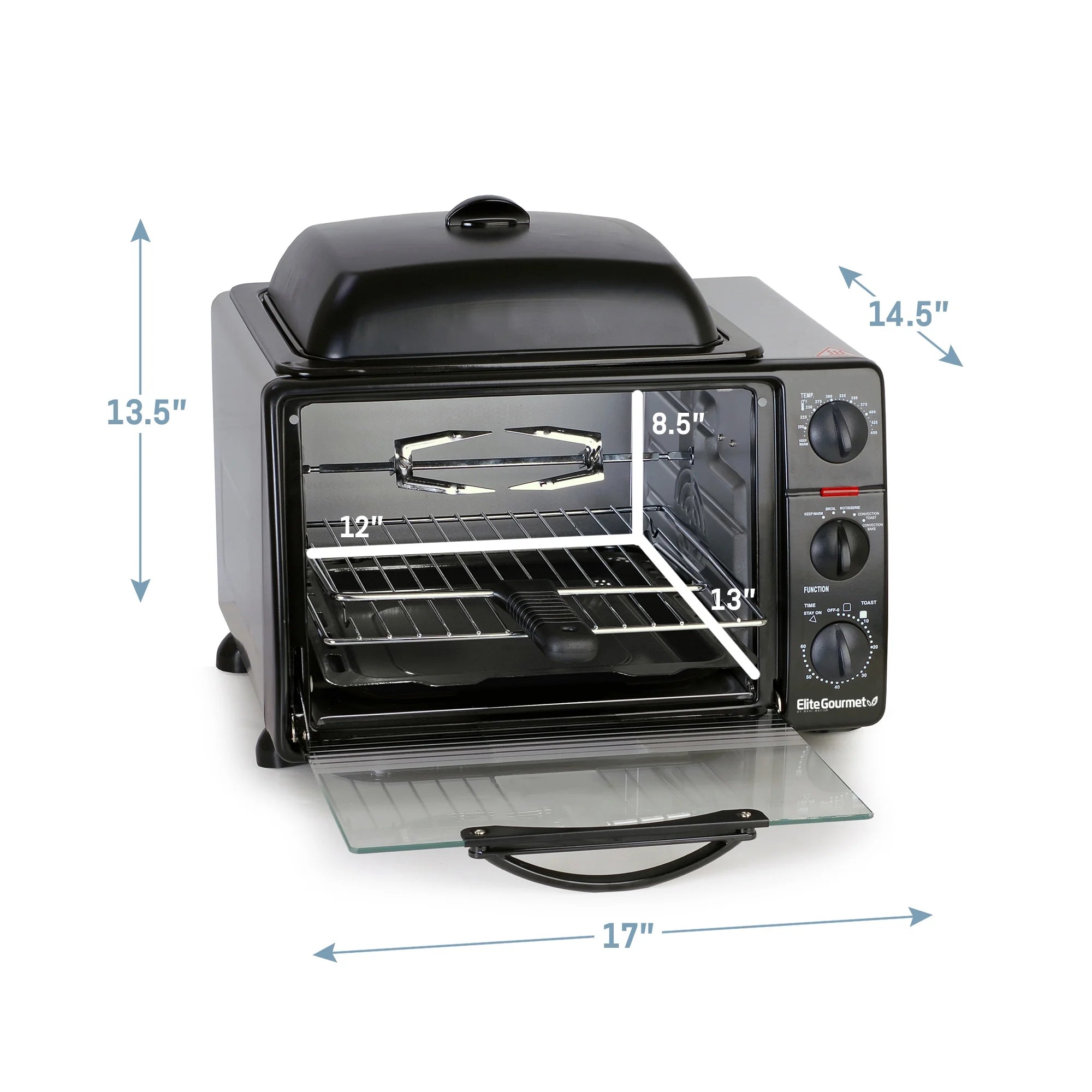 Elite Gourmet ERO-2008S 6 Slice Toaster Oven Broiler with Rotisserie Q68193