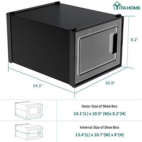 YITAHOME 18 Pack Stackable Shoe Storage Boxes for Closet, Black F28564