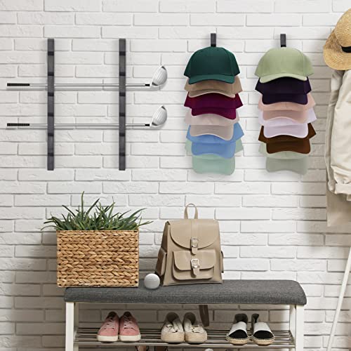 Hat Rack for Wall Baseball Cap Organizer Hanger (2 Pack) Wooden Brown C5457