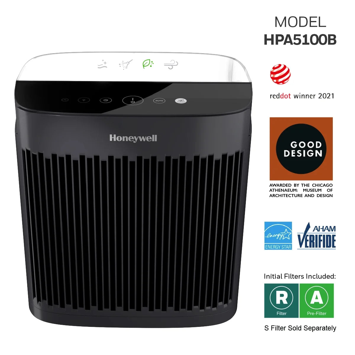 Honeywell Air Purifier HP5100B, HEPA Filter for Allergens, Smoke, Pollen, Dust Q504833