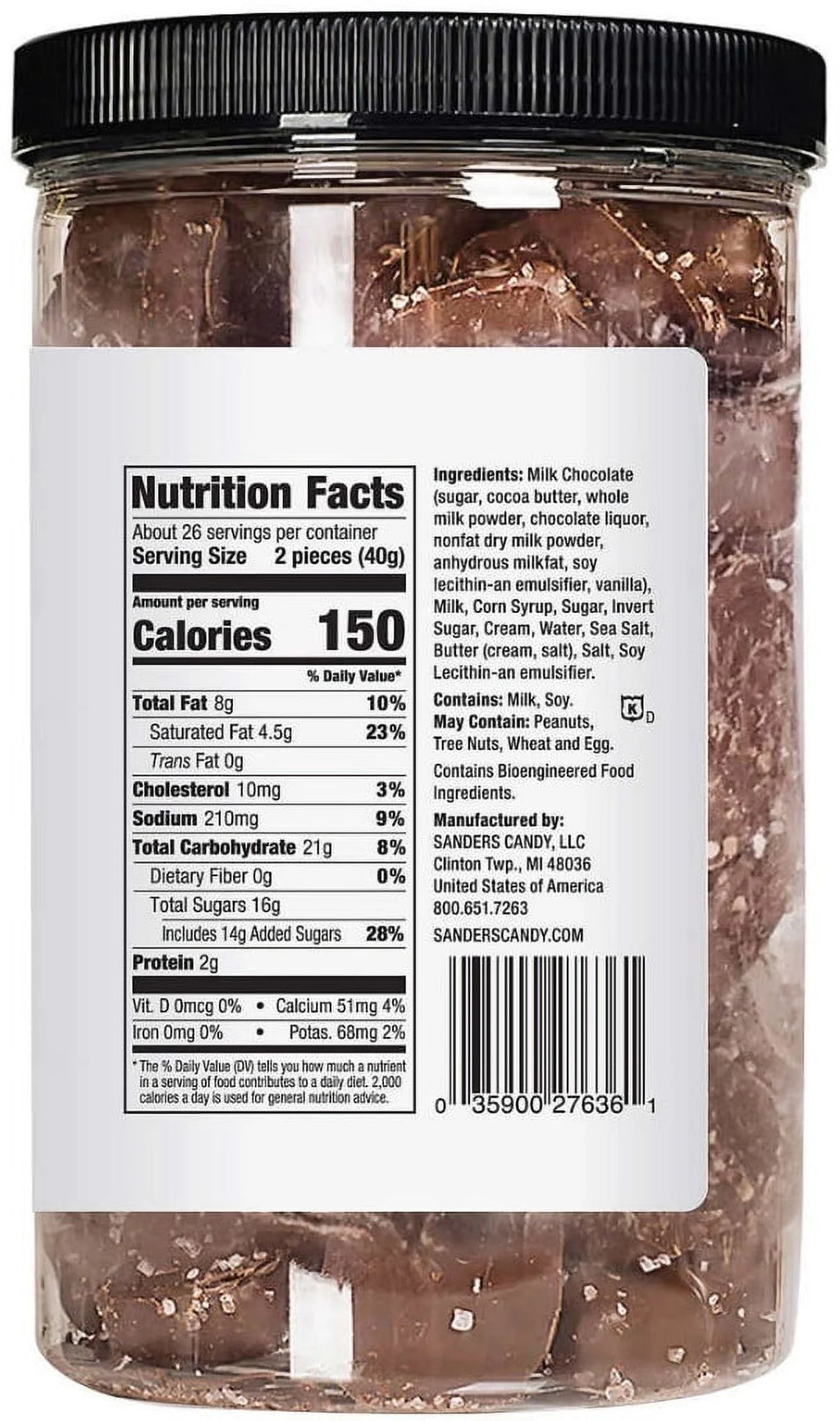Sanders Milk Chocolate Sea Salt Caramel Candy, 36 oz P78962