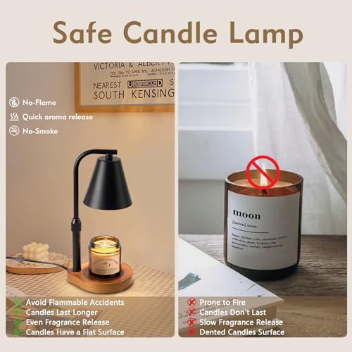 Electric Candle Warmer Lamp with Timer, Dimmable, Adjustable Height, White R498935