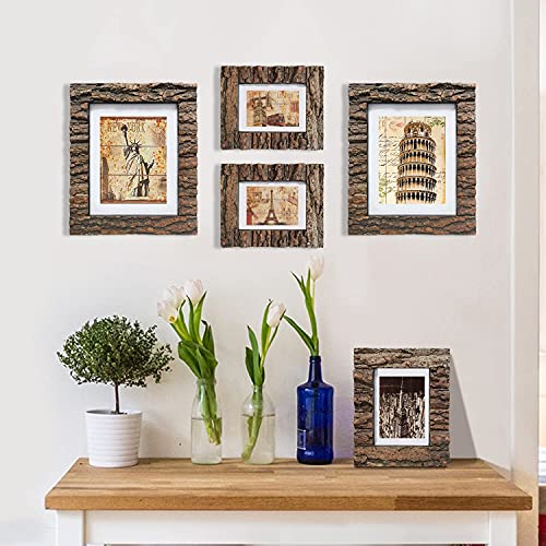Rustic Wood Picture Frame with Real Bark, 8x10 P814