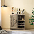 31.5" H Farmhouse Coffee Bar Cabinet,Sideboard Cabinet with Drawer and Sliding Barn Door,Rustic Wine Bar Sideboard Table for Kitchen, Living Room, Dining Room (Gray Wash)