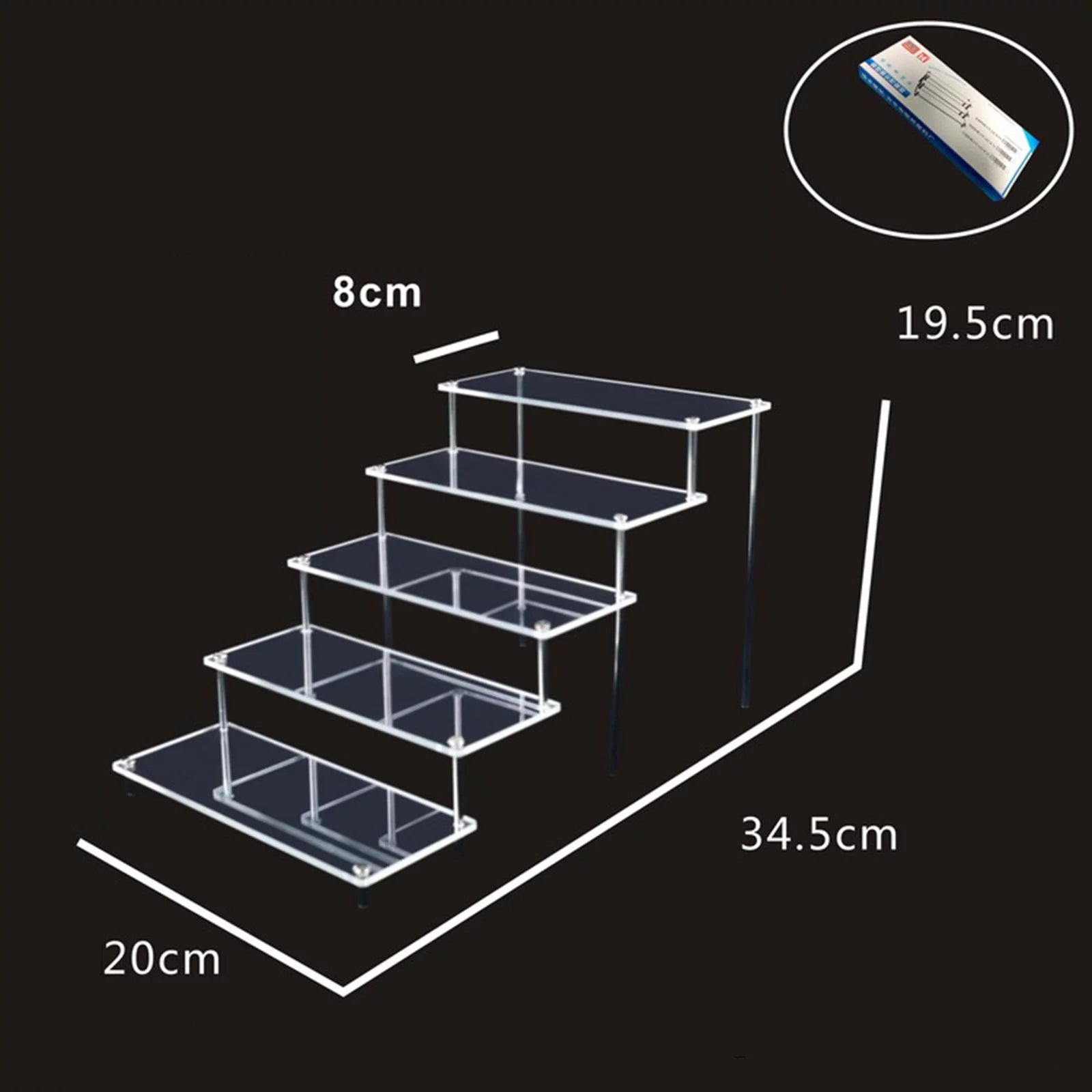 Transparent Acrylic Display Riser Shelf, 5 Tier E11517