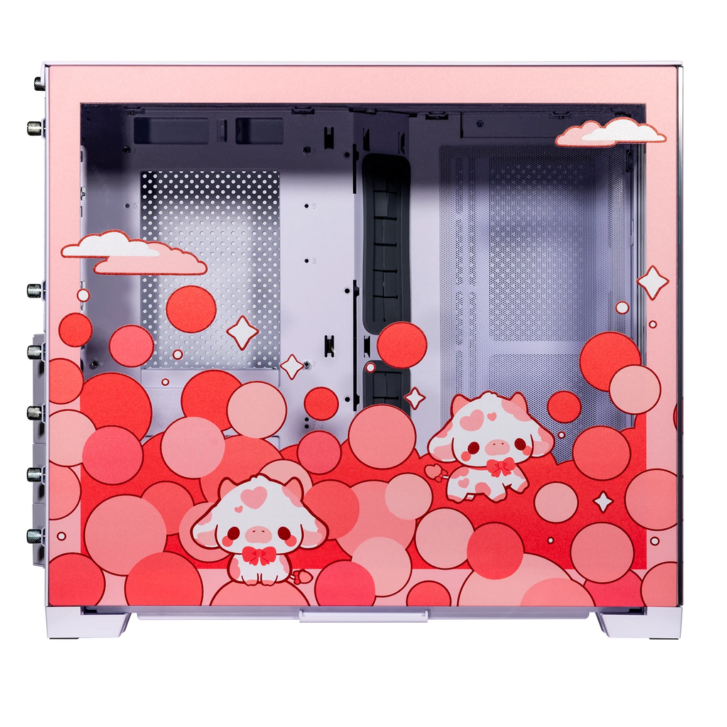 Velztorm Bubble Cow Custom Art Aluminum Tempered Glass O11 Dynamic Mini Rose Pink Gaming Computer Case D216277