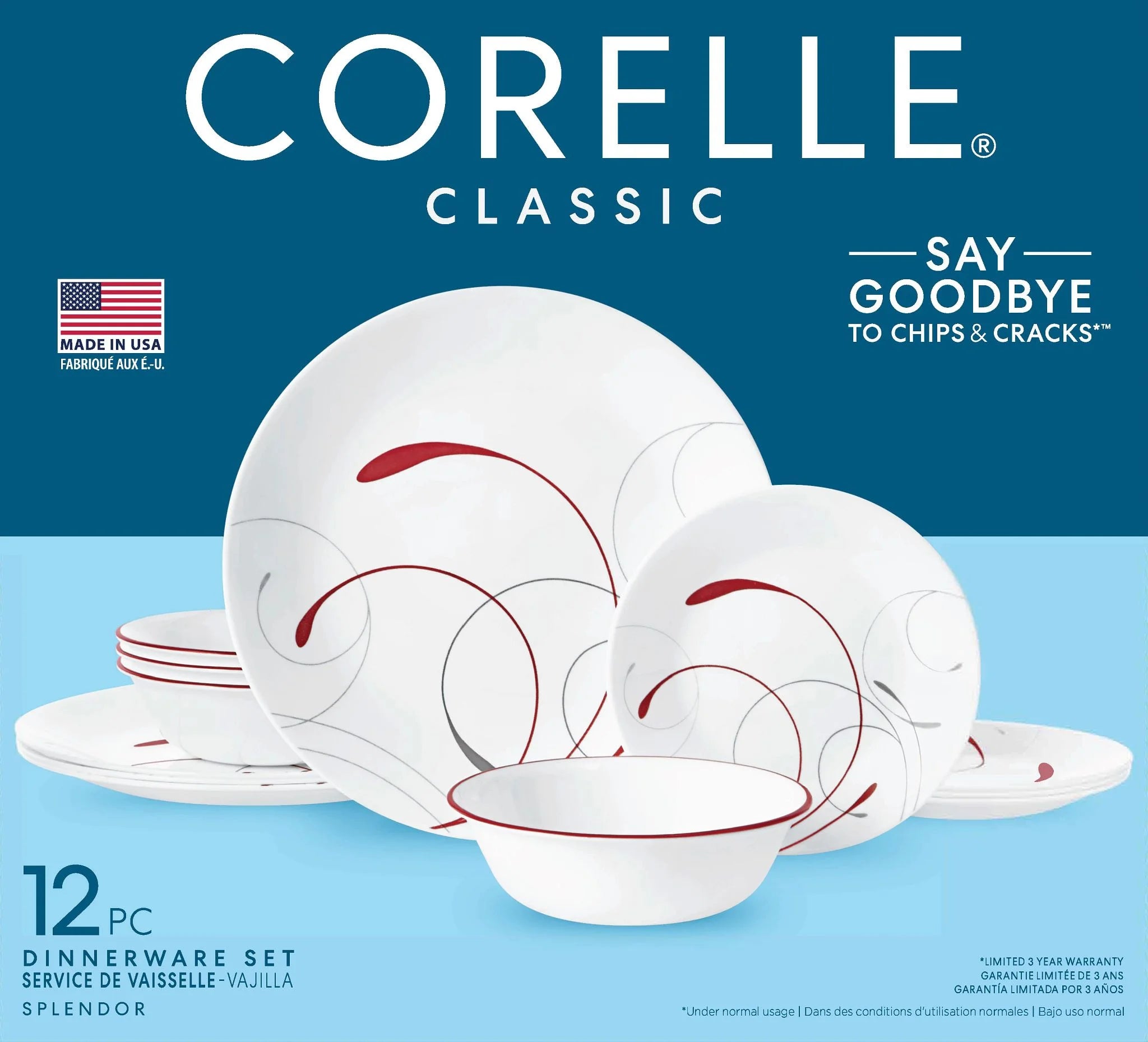 Corelle Splendor White and Red 12-Piece Dinnerware Set N484771