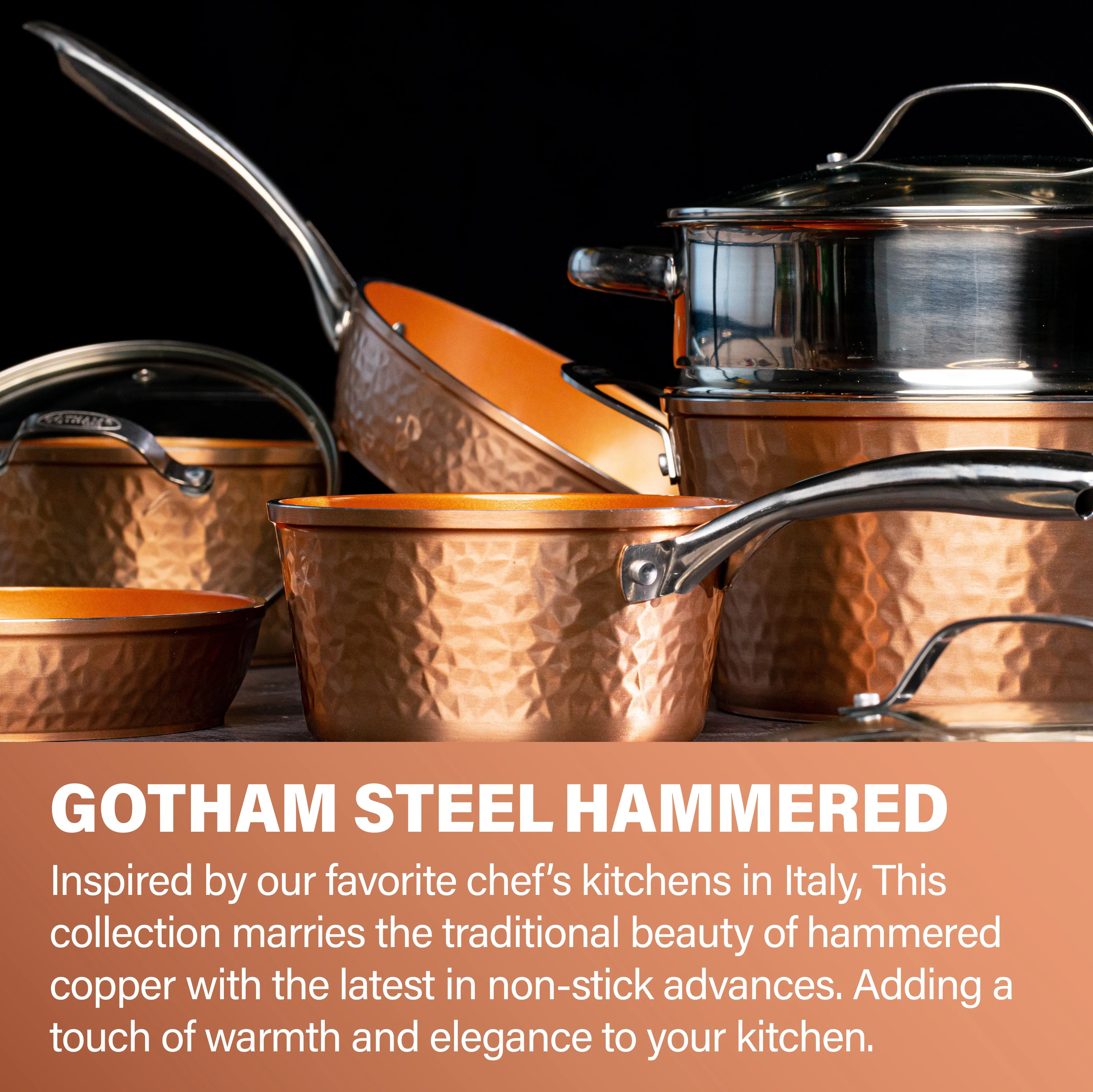 Gotham Steel Hammered Pots and Pans Set Nonstick Ceramic Cookware 15pc N49433