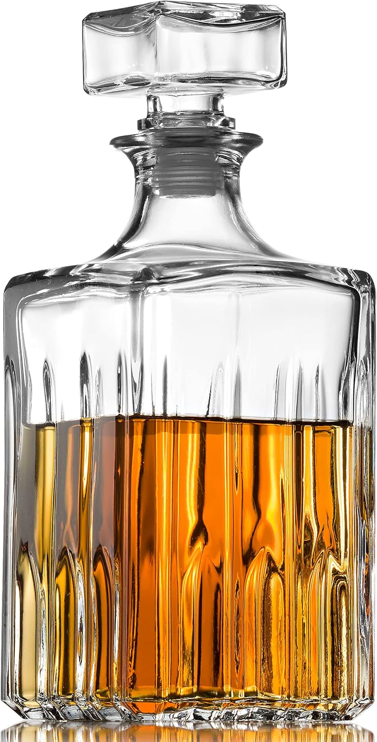 Godinger Whiskey Decanter and 2 Glasses Bar Set, Italian Made G948247