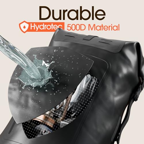 Earth Pak Waterproof Backpack Roll-Top Hiking Dry Bag with Phone Case, Black 35L L5072