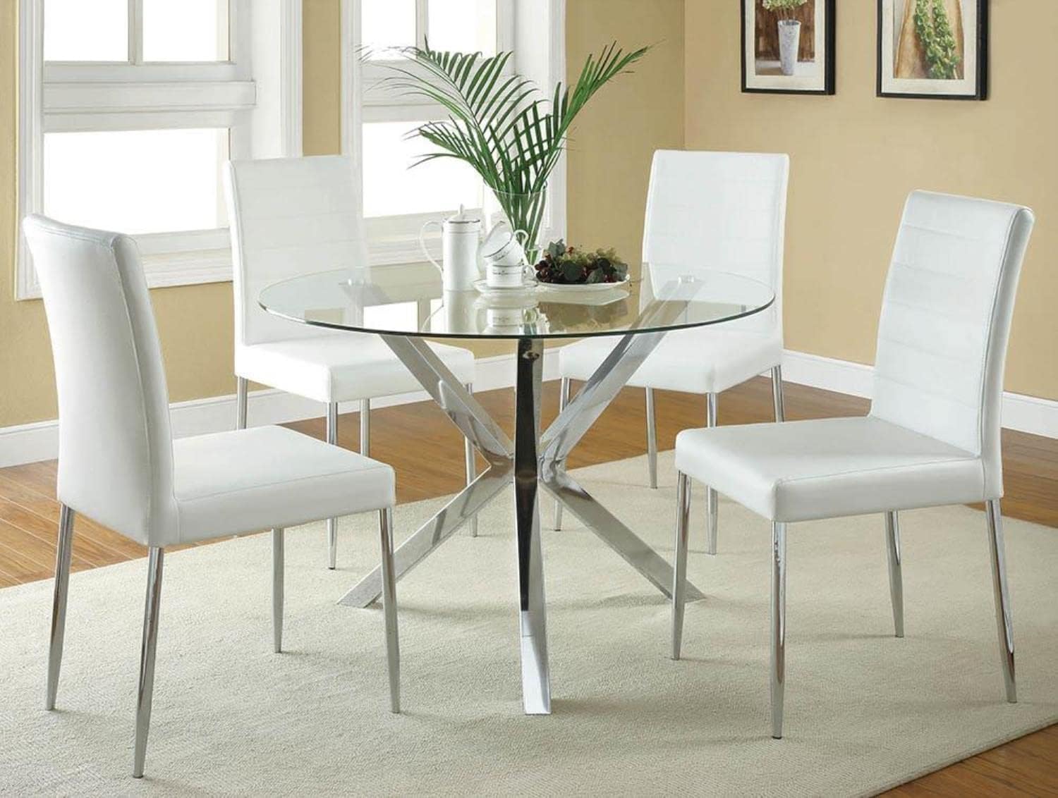 Coaster Vance Dining Chairs Set of 4, White and Chrome Z466664