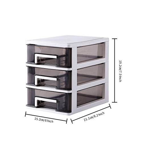 3 Drawer Plastic Storage Bins with Clear Drawers for Home O157