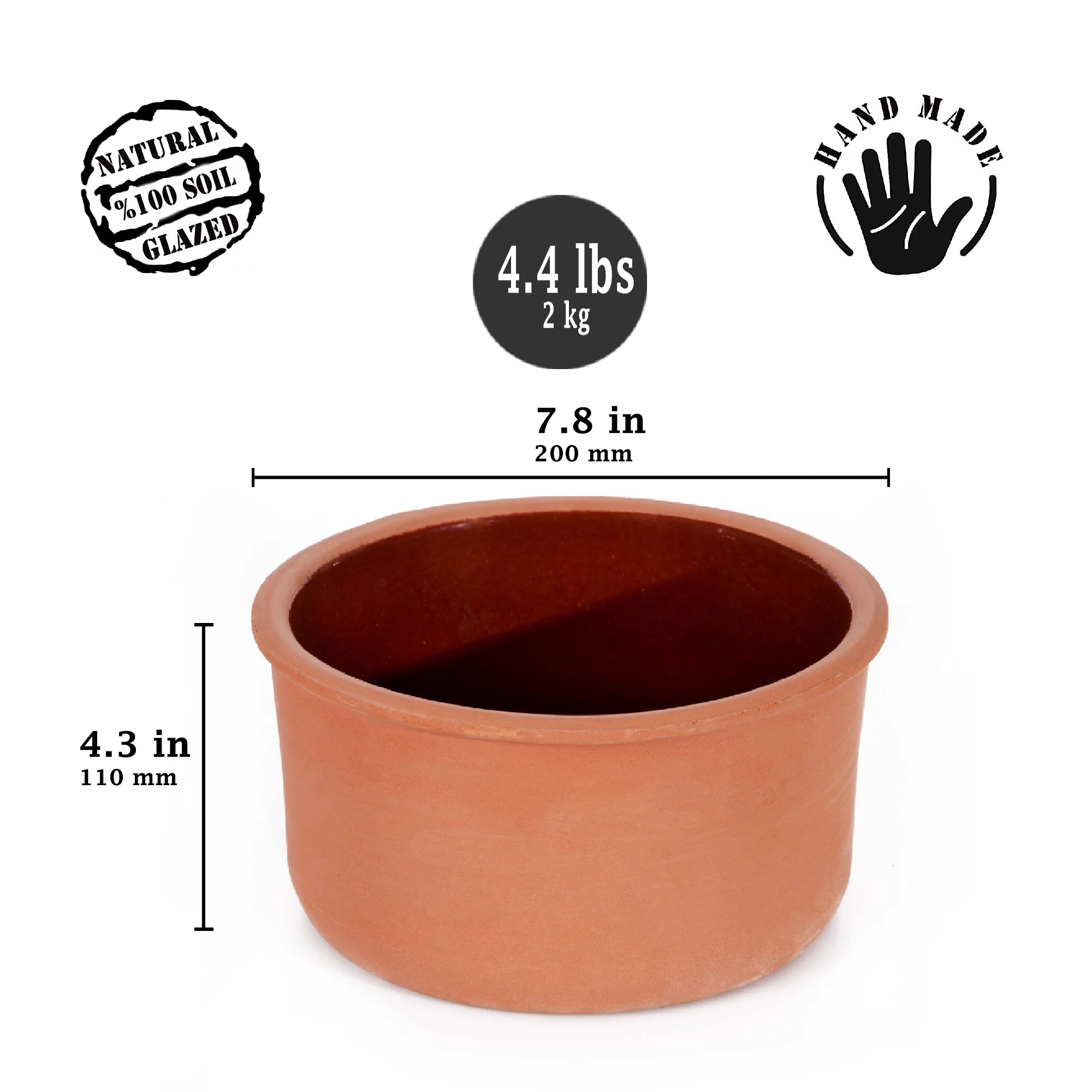 Glazed Terracotta Clay Yogurt Pot, 2.5 qt Casserole Dish X619280