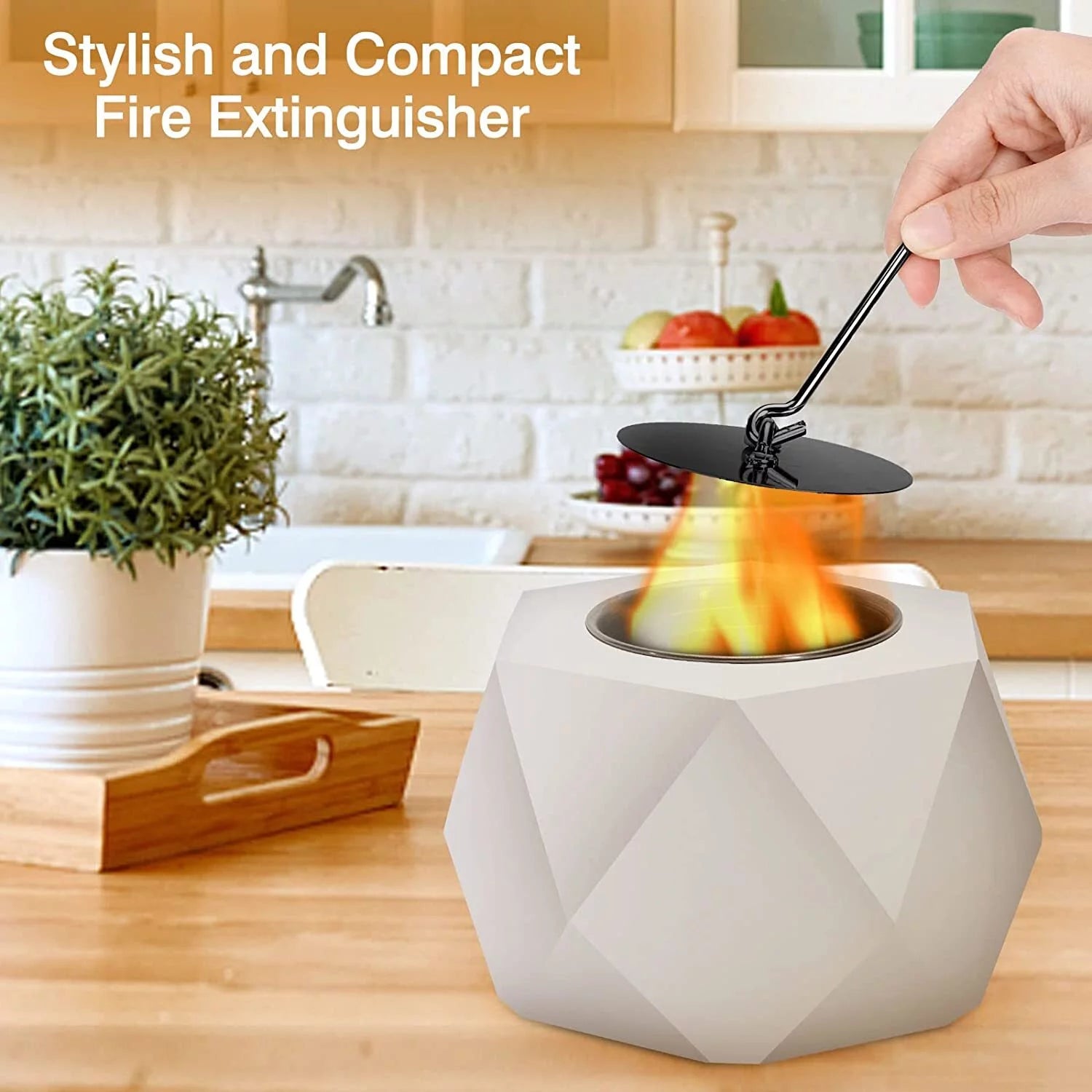 Concrete Tabletop Fire Pit Bowl Indoor Outdoor Portable D708697