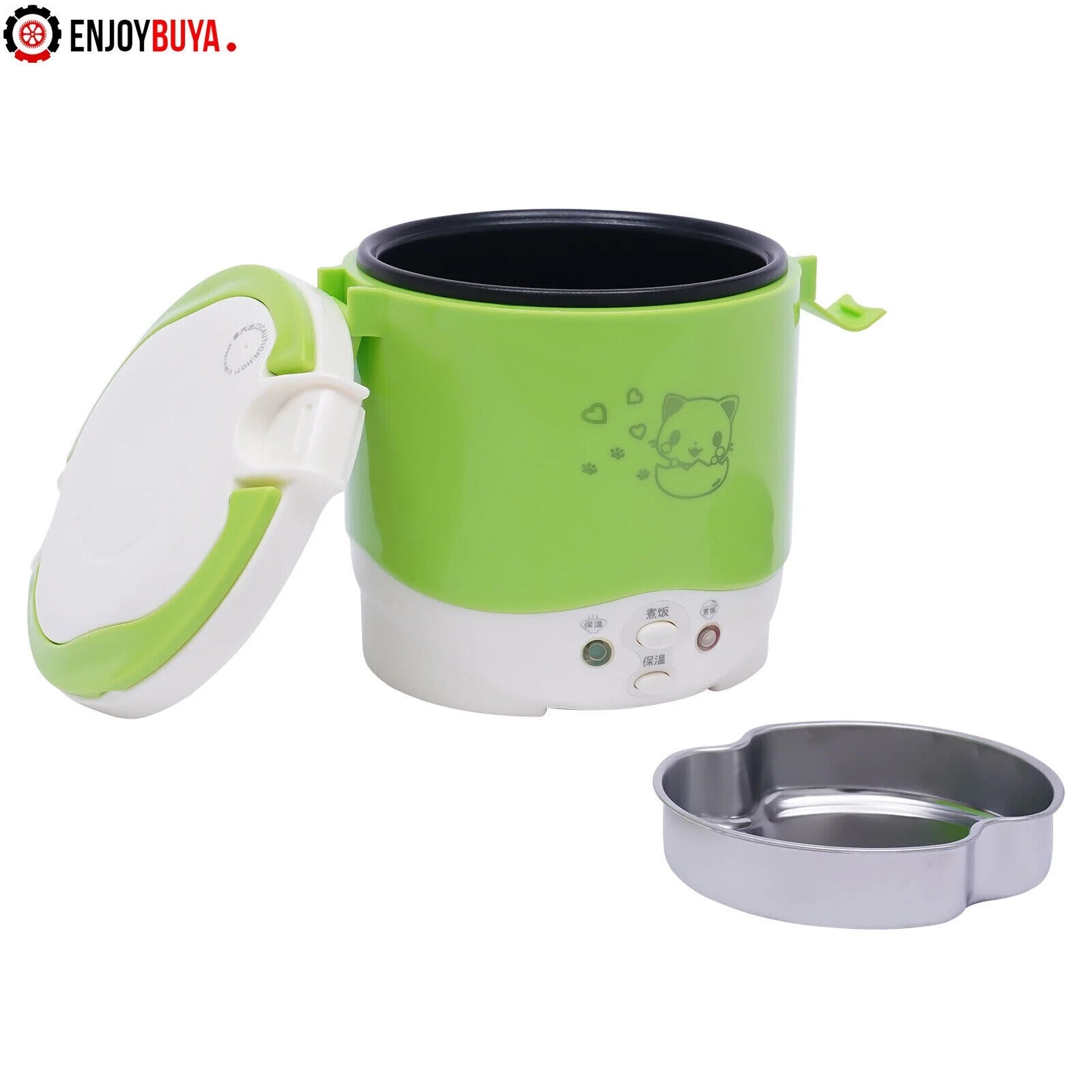 Mini Electric Rice Cooker 1L Portable for Travel with Measuring Cup and Spoon D85363
