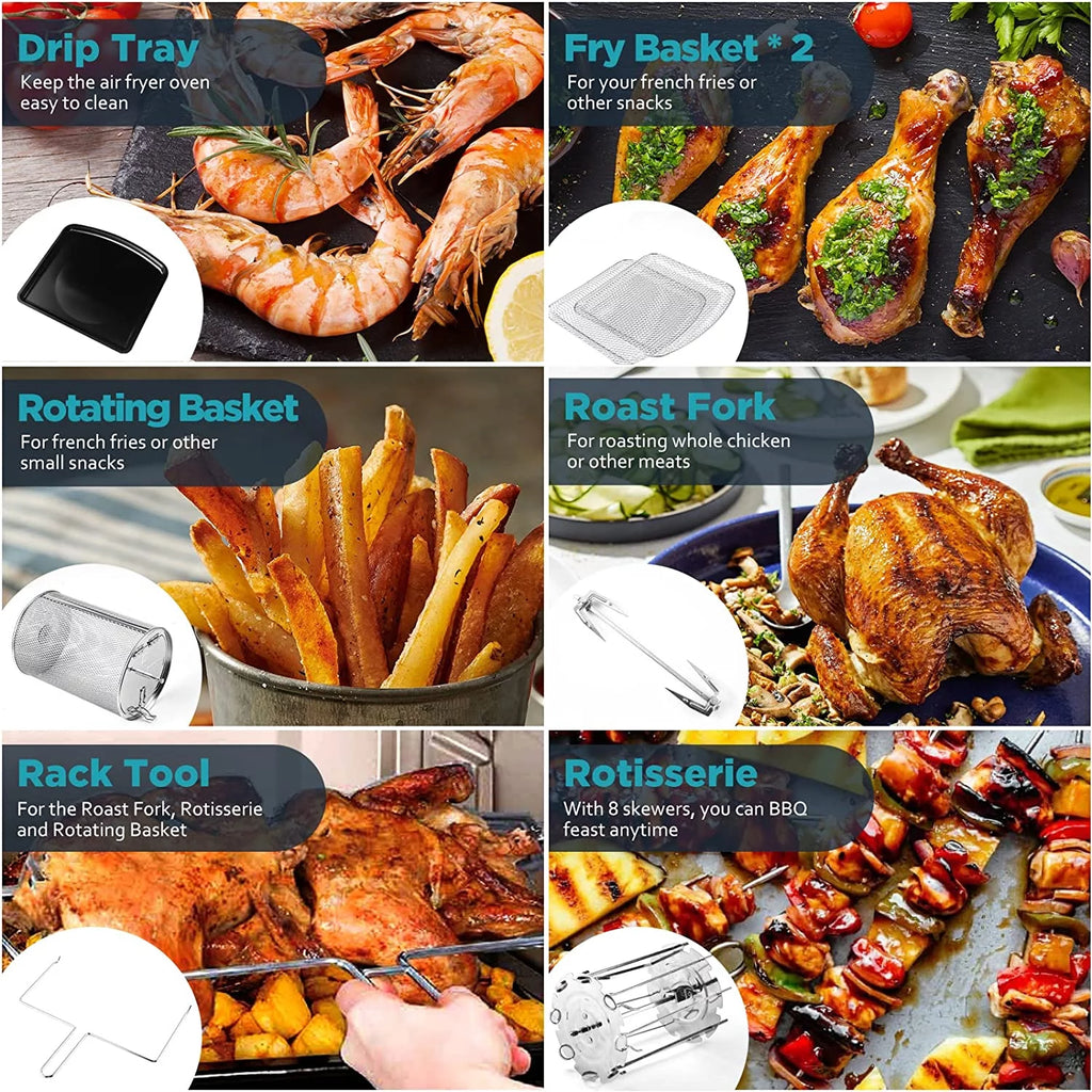 Excellent Air Fryer 12 QT Large Capacity with 10 Presets and LCD Touch Screen D2067