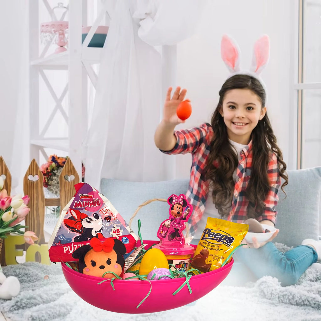 Happy Easter Basket Pre-Filled Jumbo Egg with Minnie Mouse Plush Toy & Candies V69598