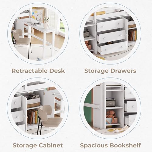 Full Size Platform Bed with Storage Headboard and Charging Station, White L555667