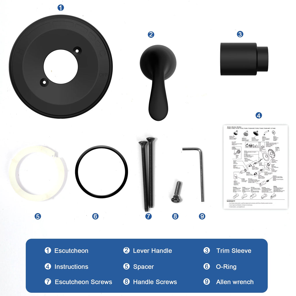 Delta Faucet Classic 13 Series Shower Valve Trim Kit Matte Black T13020-BL B5287