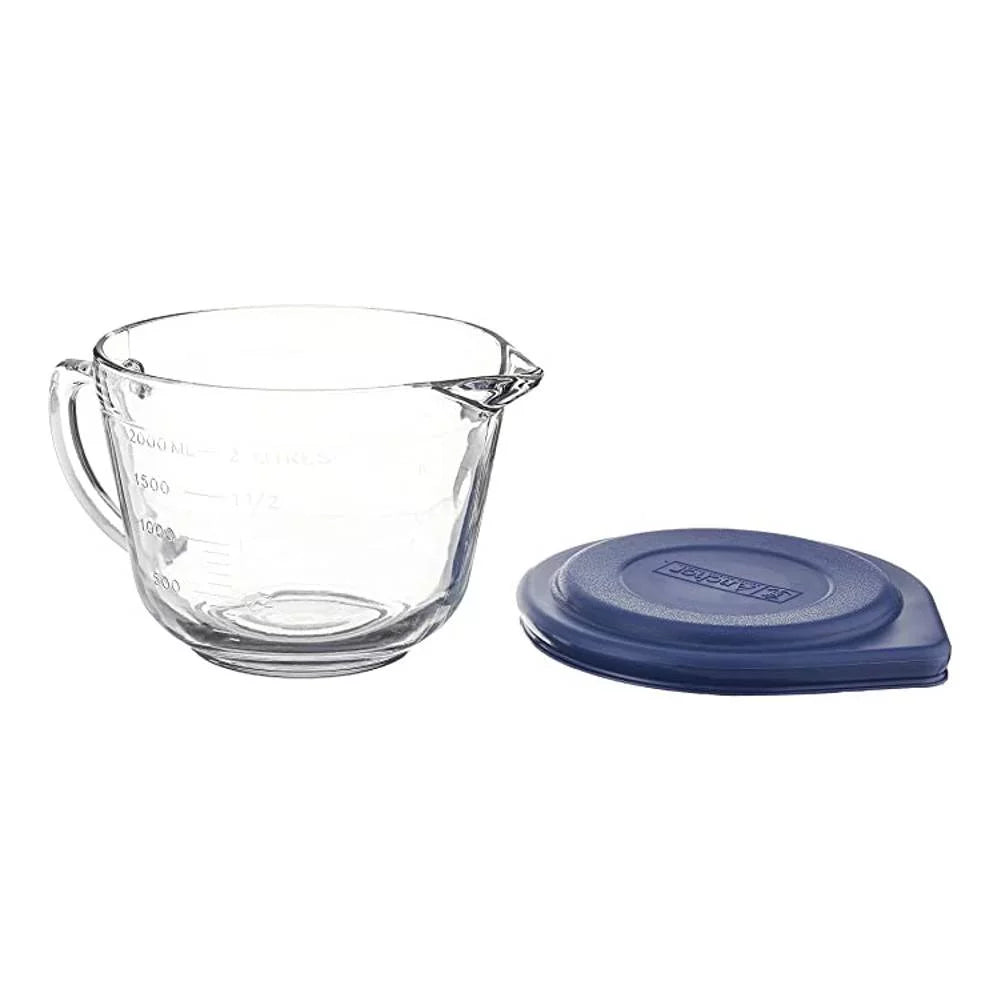 Anchor Hocking Glass Batter Bowl with Blue Lid, 2 Quart S6852