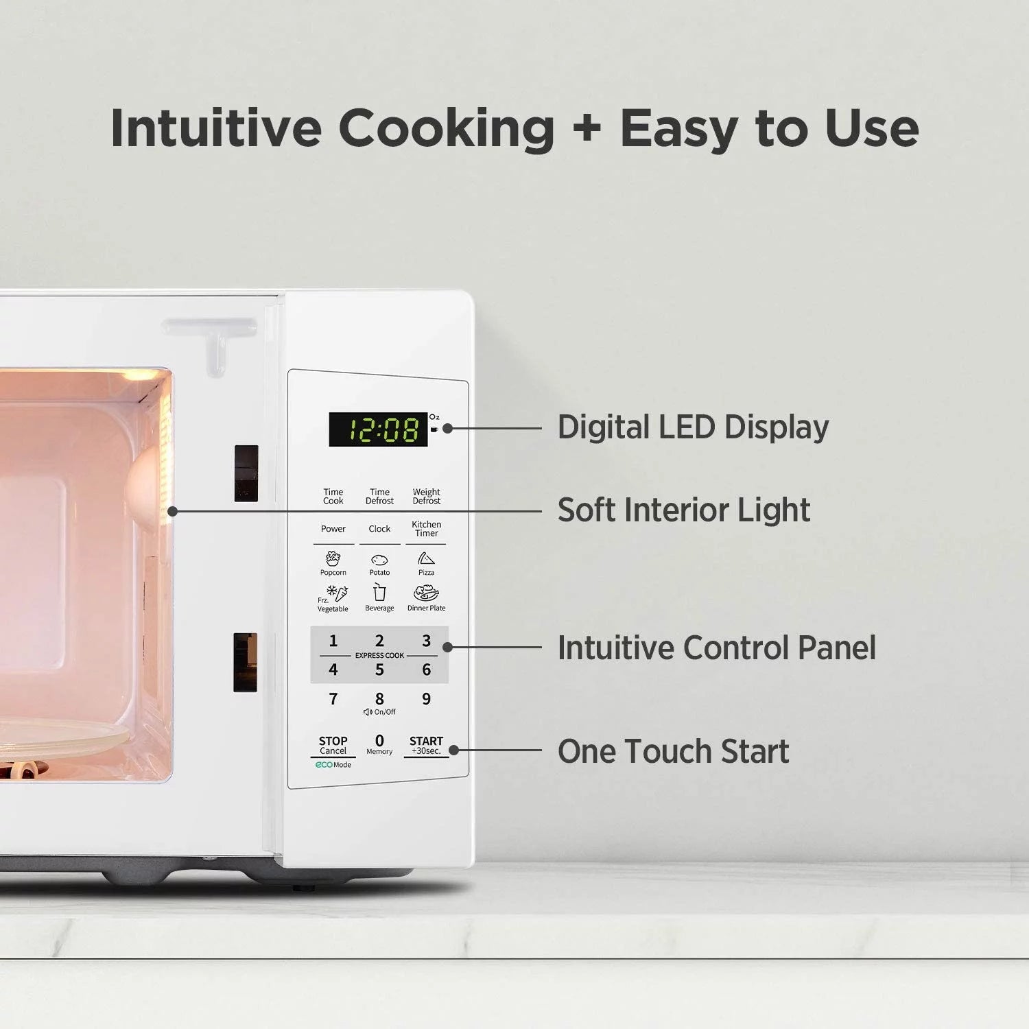 COMFEE' EM720CPL-PM Countertop Microwave Oven 0.7 Cu Ft 700W Pearl White Y98670