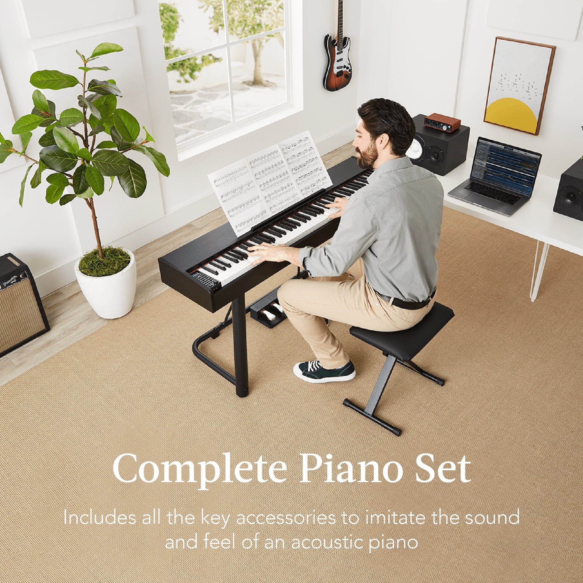 Best Choice Products 88-Key Weighted Digital Piano Set with Stand, Pedals, Stool, Cover N520745