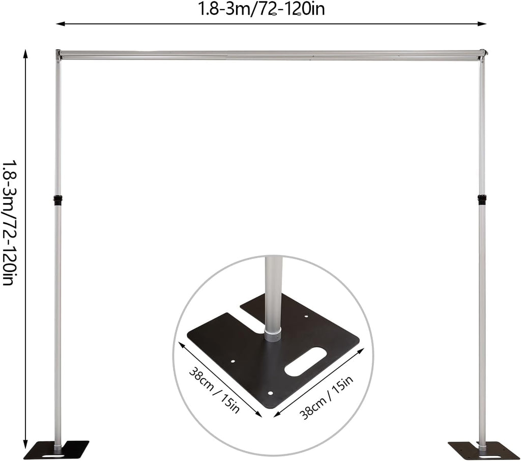 10x10ft Adjustable Backdrop Stand Kit with Aluminum Alloy Frame for Wedding Party Decor X372