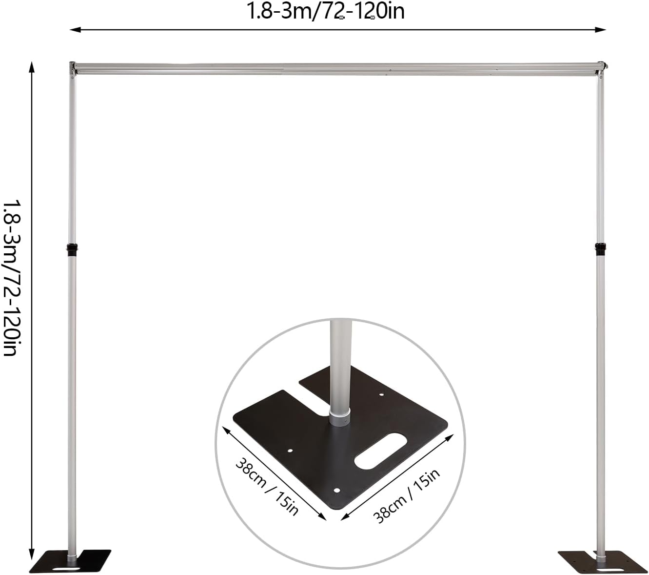 10x10ft Adjustable Backdrop Stand Kit with Aluminum Alloy Frame for Wedding Party Decor X372