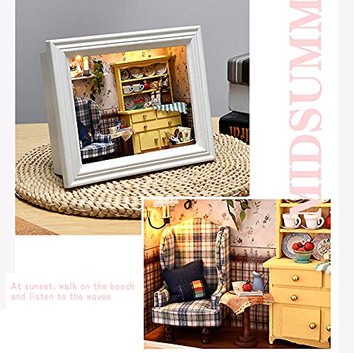 Kisoy Dollhouse Miniature with Furniture Kit, Handmade DIY House Model for Teens Adult Gift M30855
