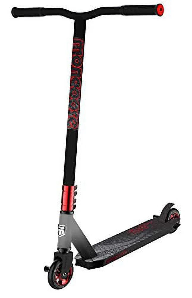 Mongoose Rise Freestyle Stunt/Trick Scooter for Kids, Youth and Adult, High Impact 110mm Wheels, Full-Coverage Max Grip and Bike-Style Handlebars, Lightweight Alloy Deck Rise 100 Pro Black/Red