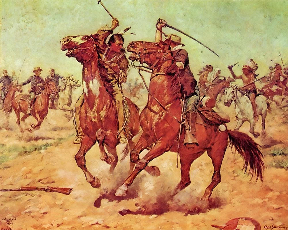 Shreyvogel, Charles 18x15 White Wood Framed Museum Art Print - The Duel Z794