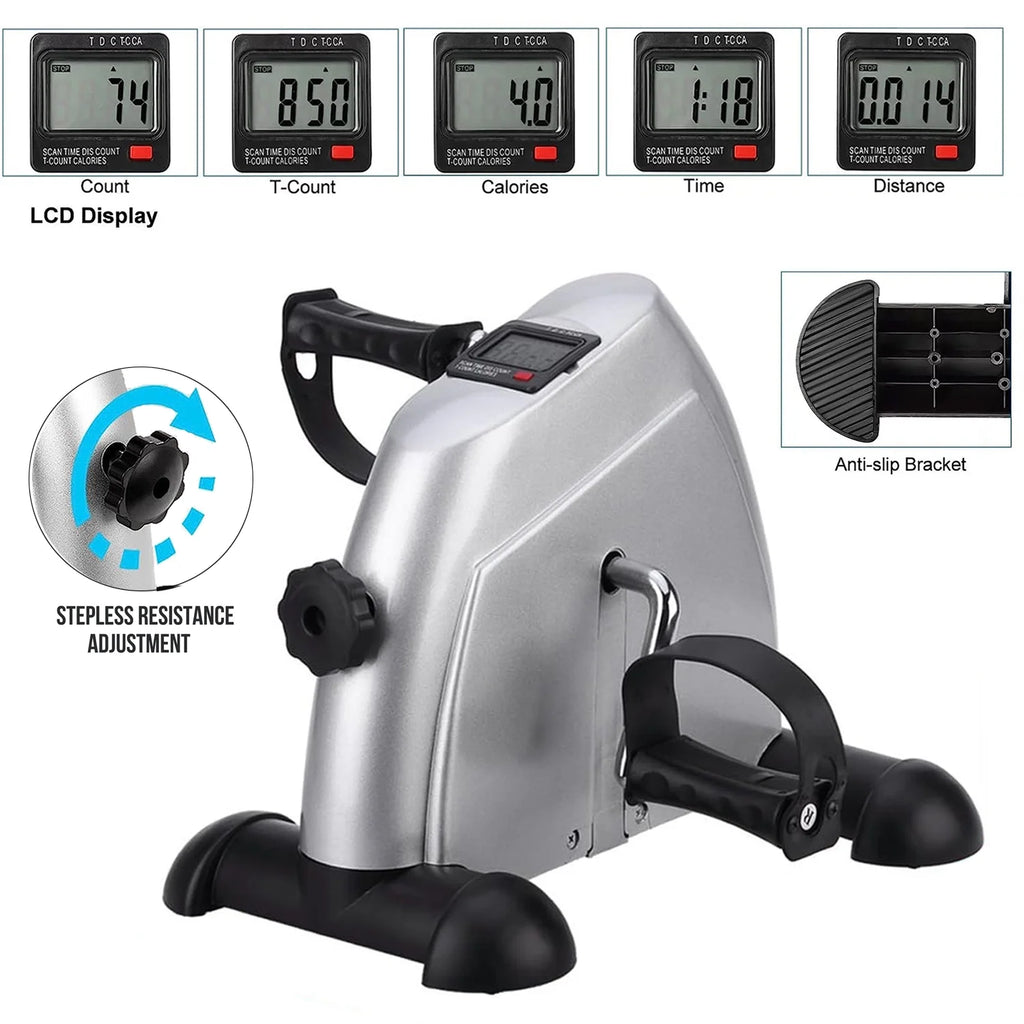 Under Desk Bike Pedal Exerciser Mini Exercise Bike for Arm/Leg Exercise, Pedal Exerciser for Seniors with LCD Display