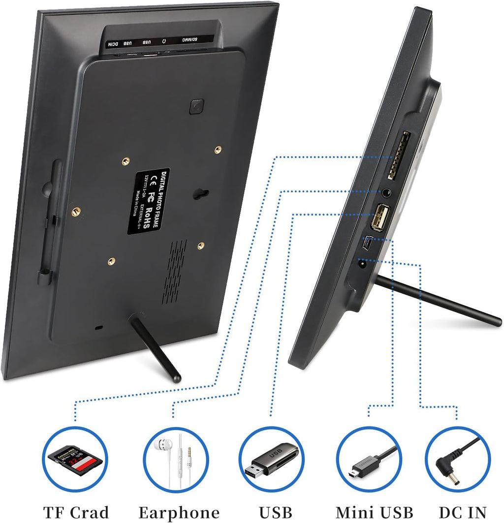 FRAMEO 10.1 Inch WiFi Digital Picture Frame with 32GB Storage and Touch Screen D155