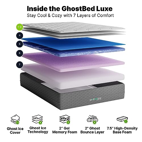 GhostBed Luxe 13 Inch Cool Gel Memory Foam Mattress Twin XL X863