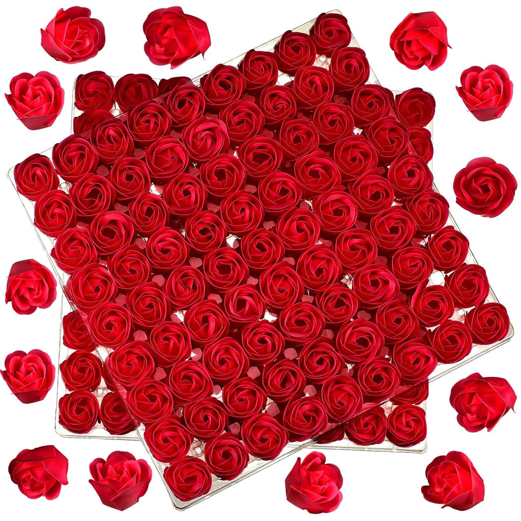 Lounsweer 162 Pcs Rose Flower Soap Floral Bath Soap Floral Scented Rose Petal Bouquet Flower Soap Rose Petals Body Soap for Mother's Day Wedding Birthday Baby Shower (Red)