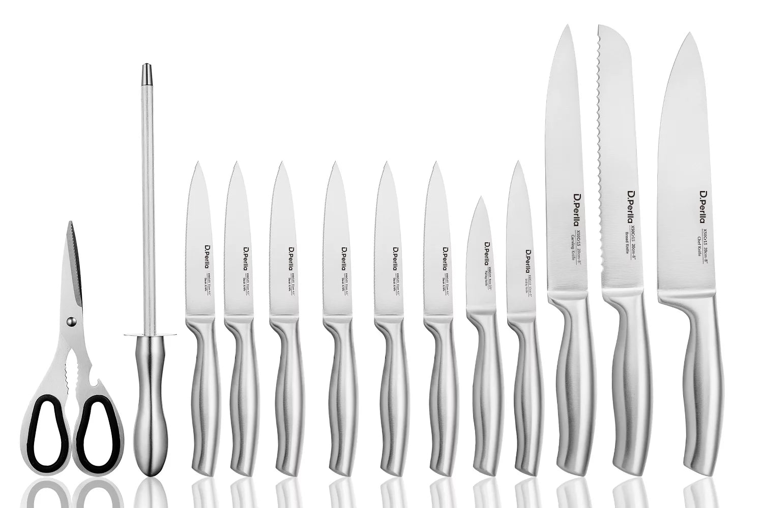 Knife Set 14 Pieces High Carbon Stainless Steel with Acrylic Stand D5033