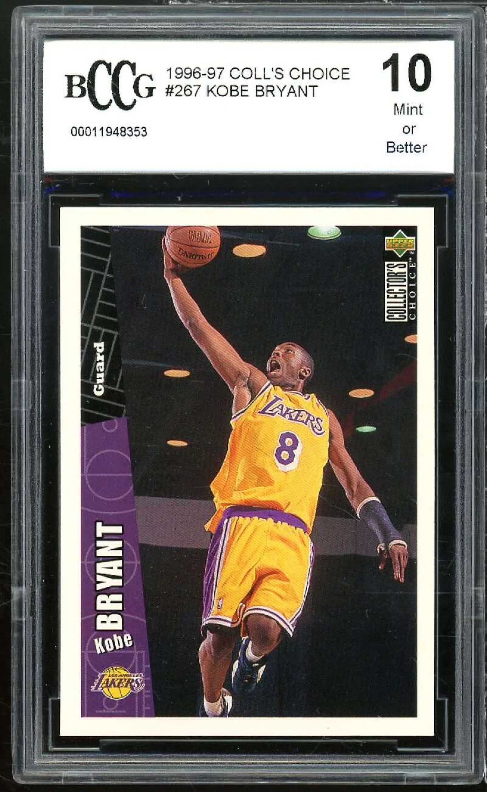 1996-97 Collector's Choice #267 Kobe Bryant Rookie Card BGS BCCG 10 Mint+