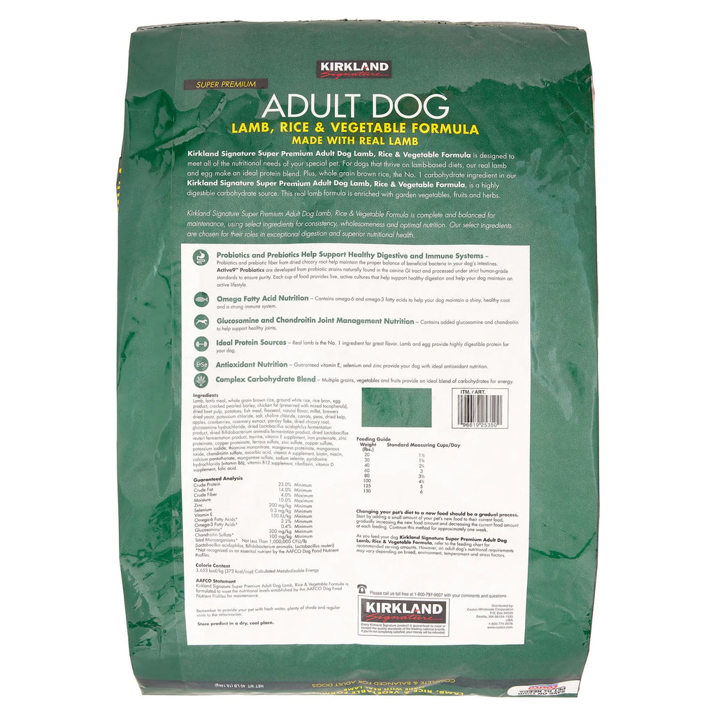 Kirkland Signature Lamb, Rice & Vegetable Dry Dog Food, 40 lb Z722391