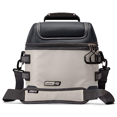 Coleman Pro Heavy-Duty Insulated Soft Portable Cooler Lunchbox, 24 Can Capacity, Durable for Rugged Outdoor Use, Extra Storage Space, Shoulder Strap, & Easy-Pull Zippers