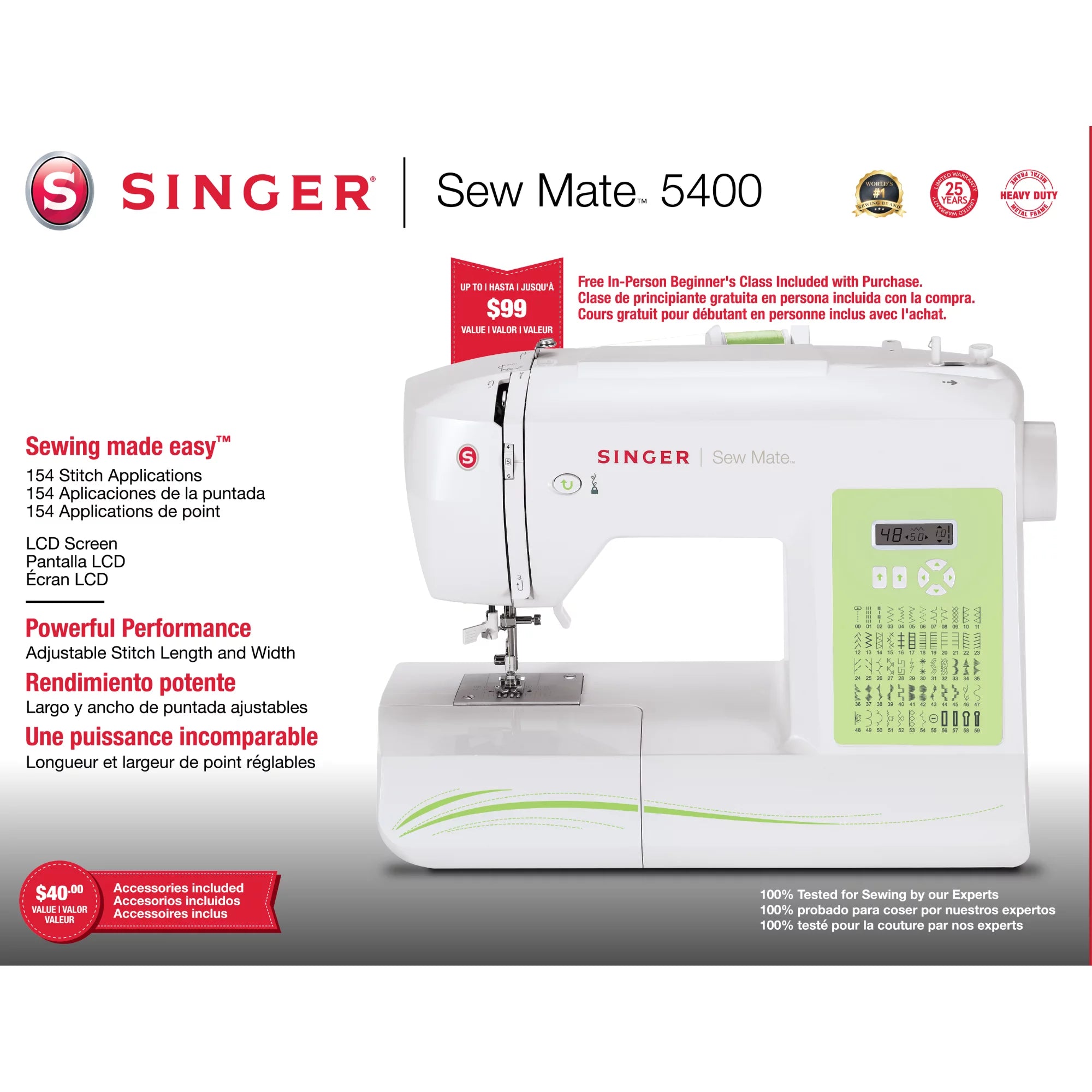 SINGER® 5400 Sew Mate Computerized Sewing Machine with 154 Stitch Applications L944