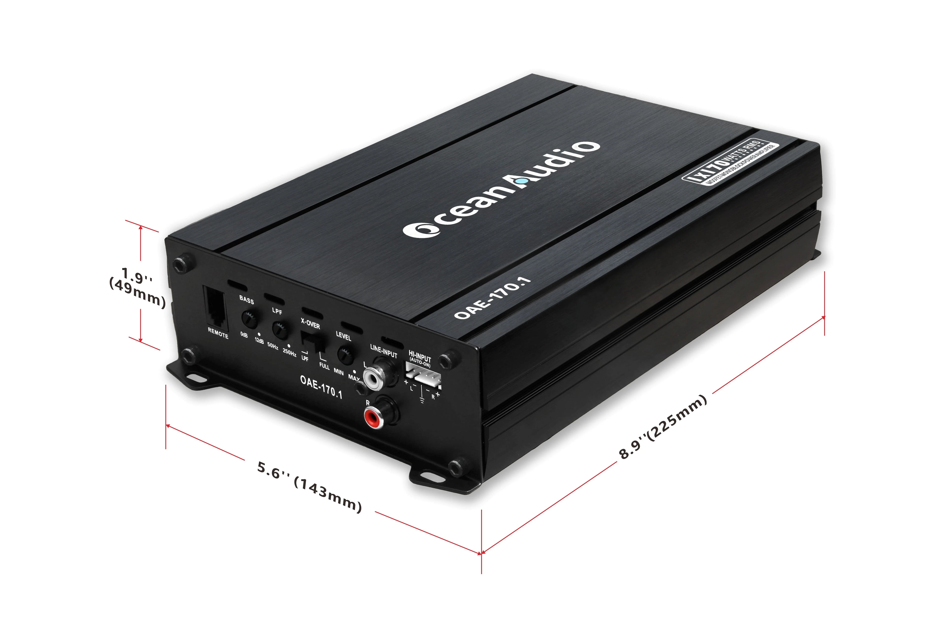OceanAudio OAE-170.1 Car Subwoofer Amplifier Monoblock Class A/B 340W O7501