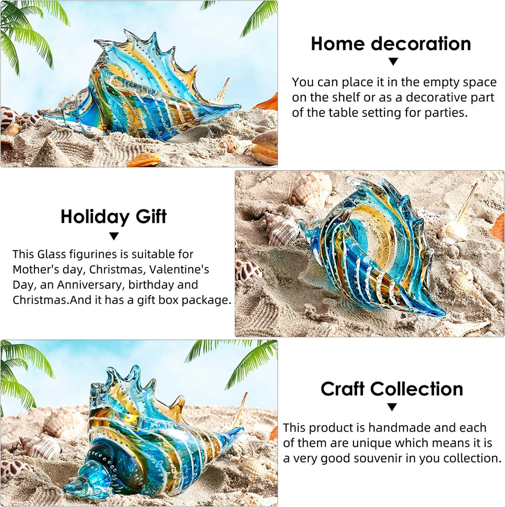 Hand Blown Glass Conch Figurine Sea Animal Ornament K3783