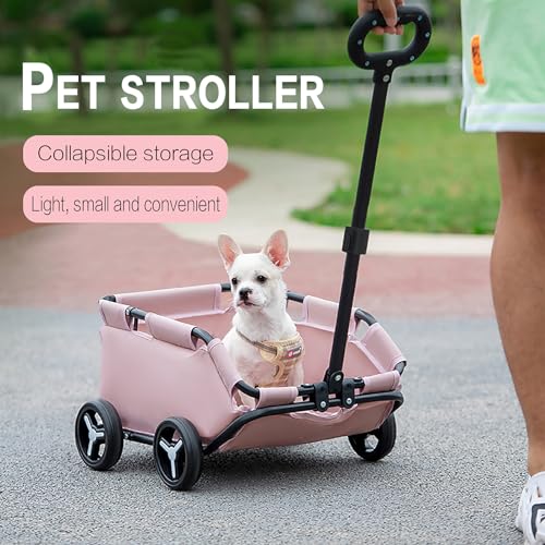 Pink 4-Wheel Folding Dog Stroller for Small Dogs Cats F74957