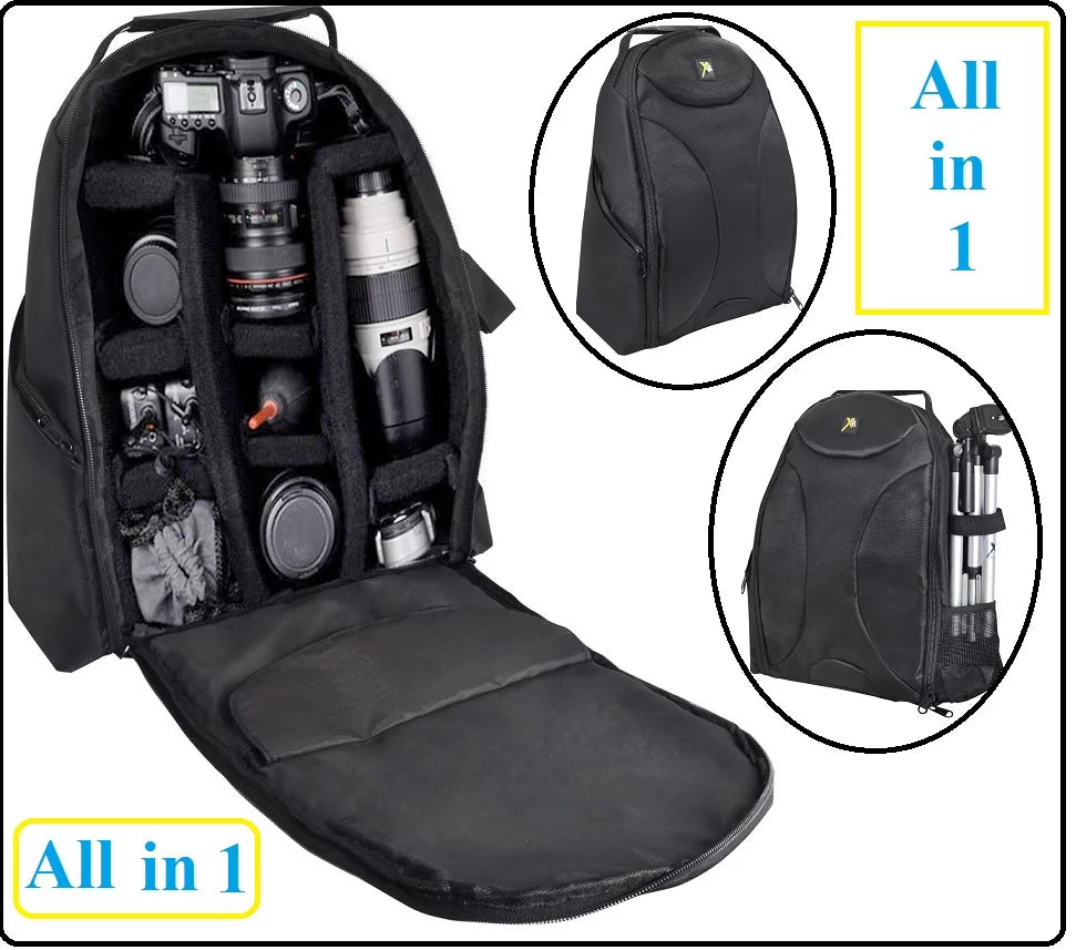 Large Backpack Camera Case Bag For Canon EOS Rebel T7i SL2 77D