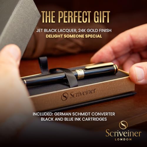 Scriveiner Black Green Fountain Pen with Chrome Finish, Schmidt Nib Medium Y421885