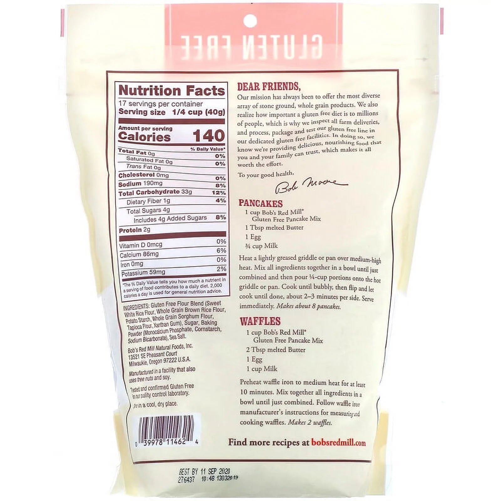 Bob's Red Mill Gluten Free Pancake Mix 24 oz (Pack of 2) R326350