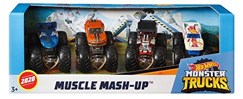 Hot Wheels Monster Trucks 4-Pack, 1:64 Scale Toy Trucks D8636
