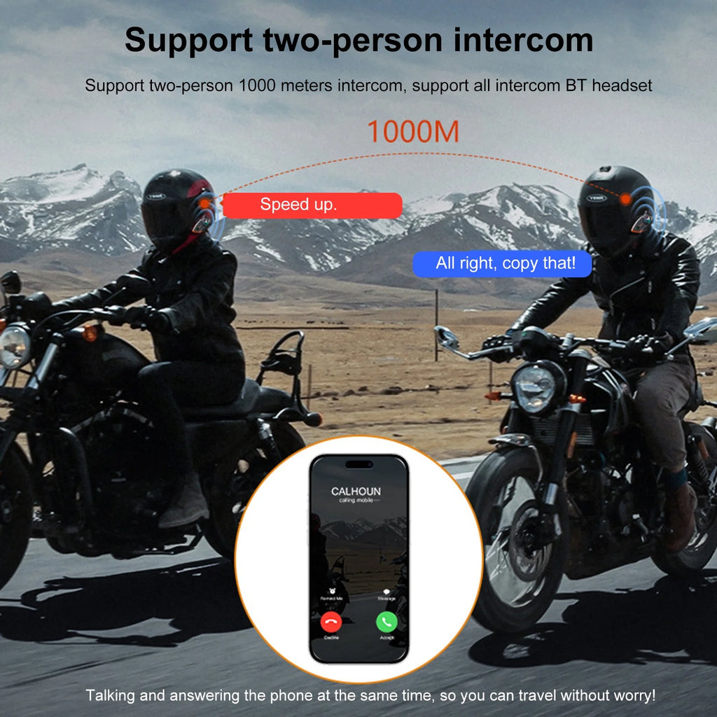QINLIFE Wireless Headset Helmet Intercom IP67 for ATV Dirt Bike H6476