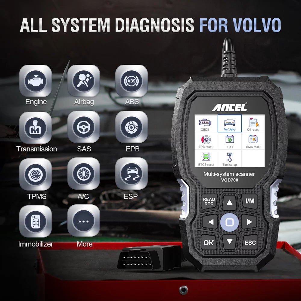 ANCEL VOD700 OBD2 Scanner for Volvo Vehicles Full Systems Diagnostic Tool O15229